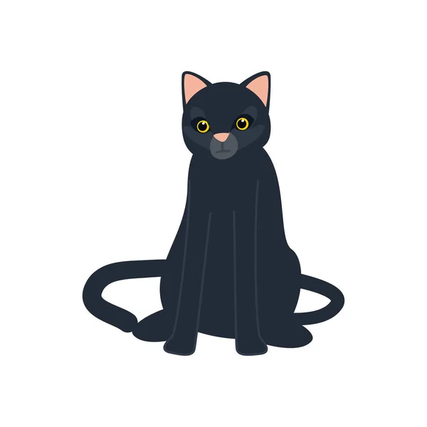 Flat Black Cat White — Stock Vector