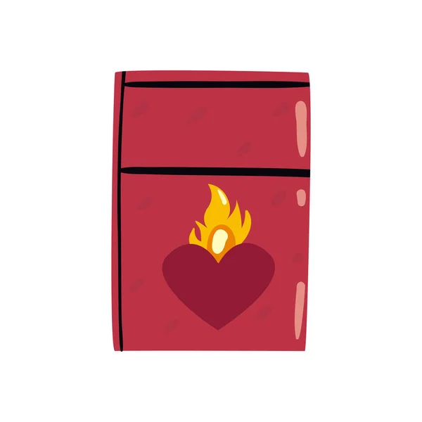 Flaches Rotes Feuerzeug Mit Herz — Stockvektor