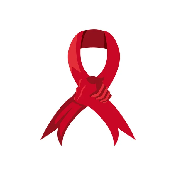 Flat Red Aids Day Ribbon White — Stock Vector