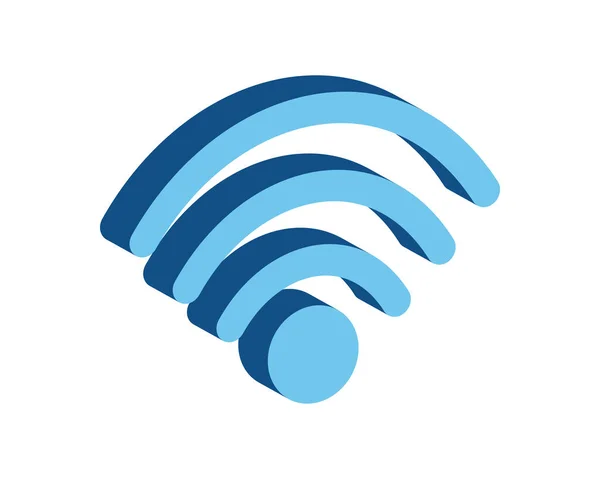 Señal Wifi Azul Plana Sobre Blanco — Vector de stock