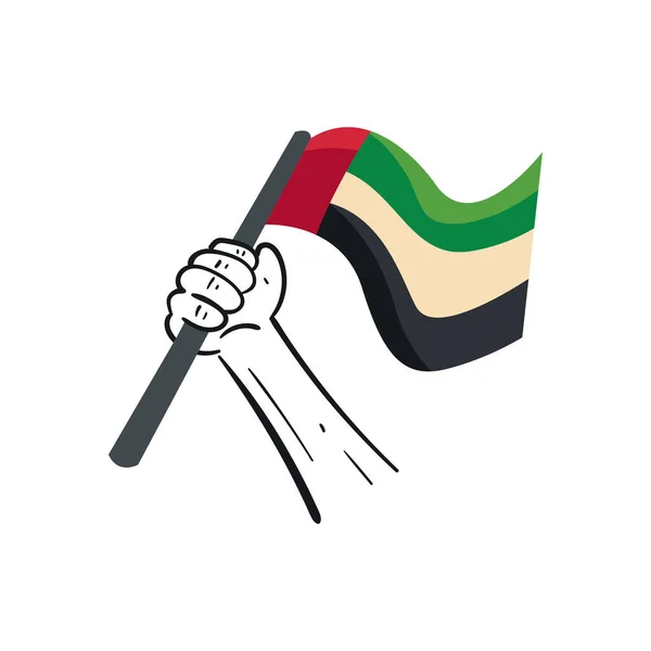 Bandeira Plana Dos Emirados Árabes Unidos Com Punho Sobre Branco — Vetor de Stock
