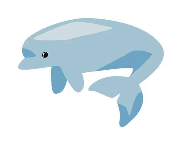 Plochý Modrý Beluga Design Nad Bílou — Stockový vektor