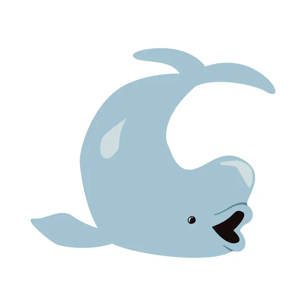白色上的扁平快乐白鲸图案 — 图库矢量图片