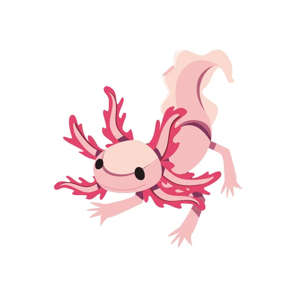 Axolotl Plat Couleur Sur Blanc — Image vectorielle