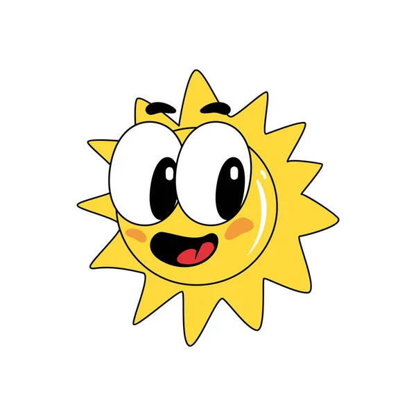 Плоске Щасливе Сонце Над Білим — стоковий вектор