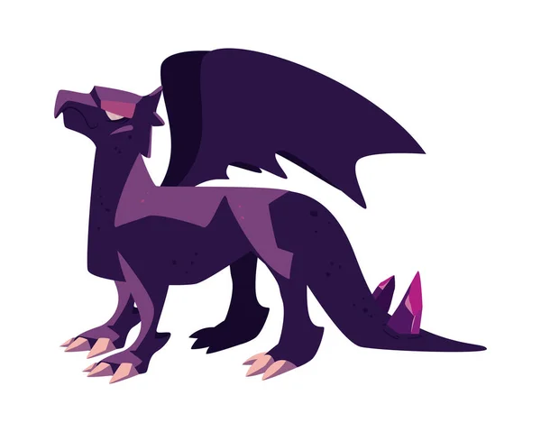 Dragón Púrpura Plano Sobre Blanco — Archivo Imágenes Vectoriales
