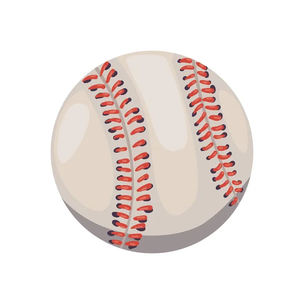 Płaska Piłka Baseballowa Nad Białym — Wektor stockowy