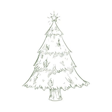 Beyaz üzerine noel ağacı silueti