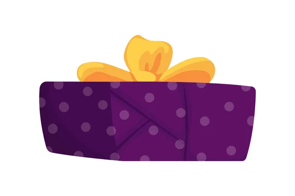 Фиолетовый Подарочный Коробок Луком — стоковый вектор