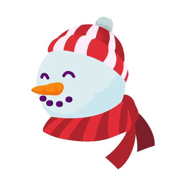 Gelukkig Sneeuwpop Illustratie Wit — Stockvector
