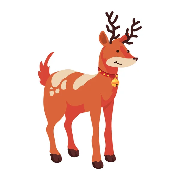 头戴白色圣诞服装的驯鹿 — 图库矢量图片