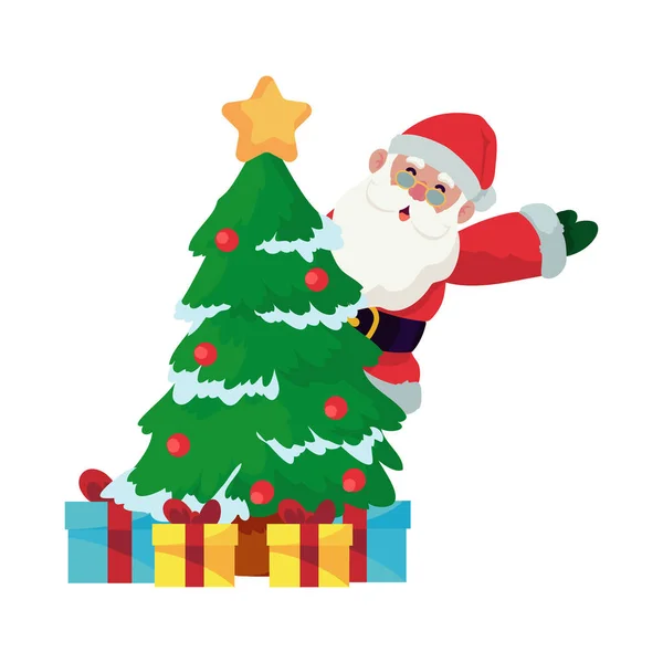 Santa Christmas Tree White — Stock Vector