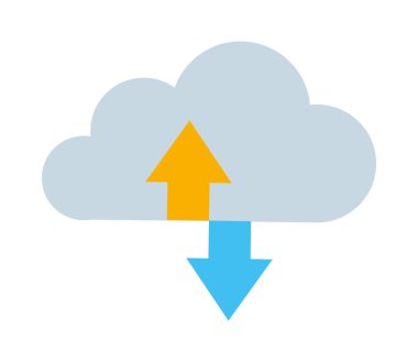 Beyaz arka plan bulut depolama simgesini