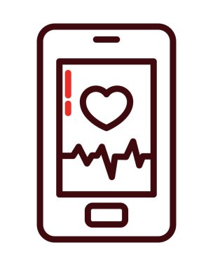 Beyaz arkaplanda kardiyo monitörü olan cep telefonu