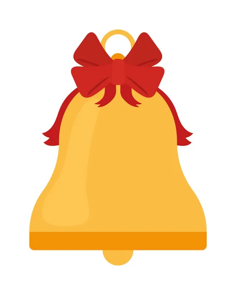 Christmas Bell Red Bow White Background — Stock Vector