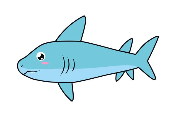 Cute Shark Icon White Background — Vetor de Stock