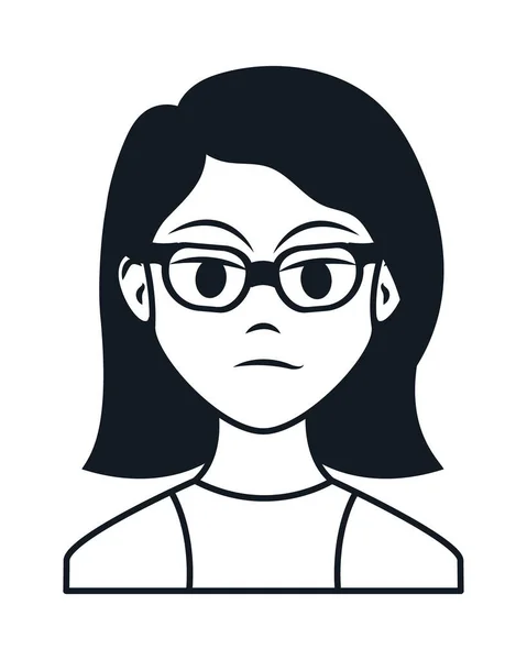 Mujer Seria Con Gafas Pelo Corto — Vector de stock