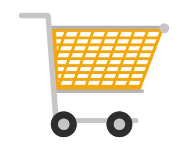supermarket trolley icon on white background
