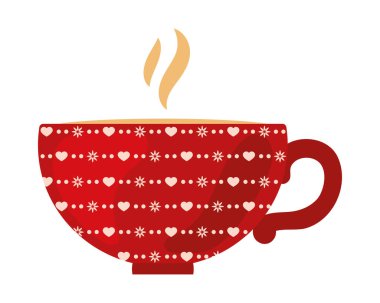 Beyaz arkaplanda sıcak kakao kupası