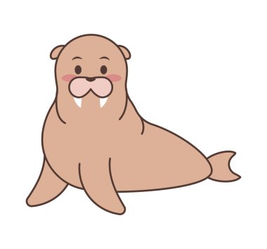 Beyaz arkaplanda sevimli mühür simgesi