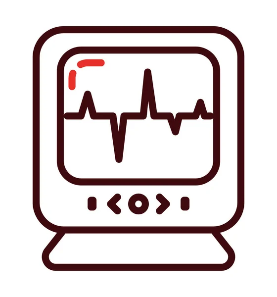 Icona Del Monitor Cardio Sfondo Bianco — Vettoriale Stock