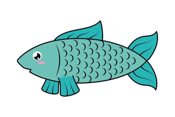 Милый Значок Рыбы Белом Фоне — стоковый вектор