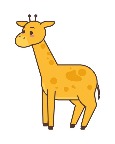 Roztomilý Žirafa Ikona Bílém Pozadí — Stockový vektor