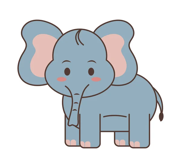 Söt Elefant Ikonen Vit Bakgrund — Stock vektor
