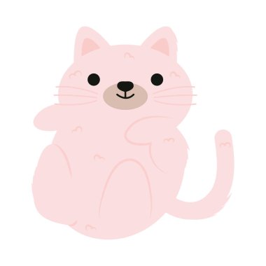 Beyaz arkaplanda sevimli kedi simgesi