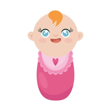 Beyaz arka planda sevimli kız simgesi