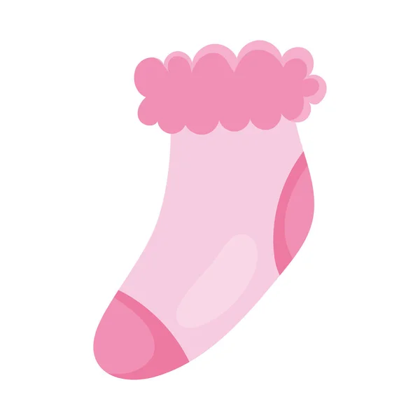 Rosa Baby Socke Auf Weißem Hintergrund — Stockvektor