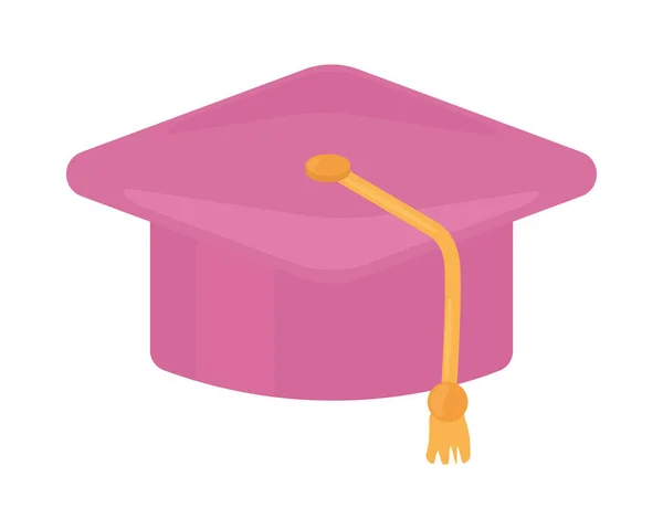 Tappo Graduazione Rosa Sfondo Bianco — Vettoriale Stock