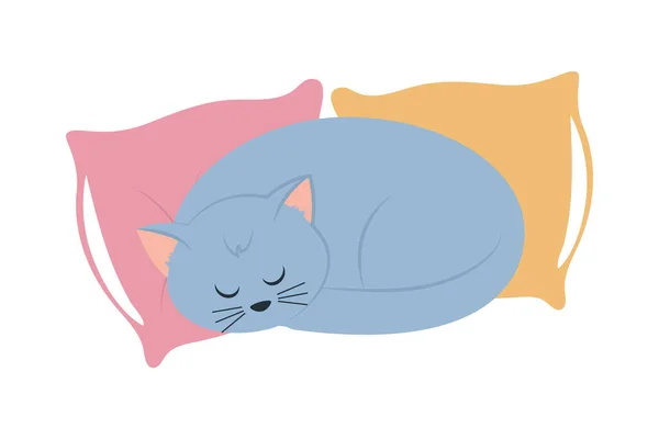Cute Cat Playing On Pillow Cartoon Vector Icon Illustration