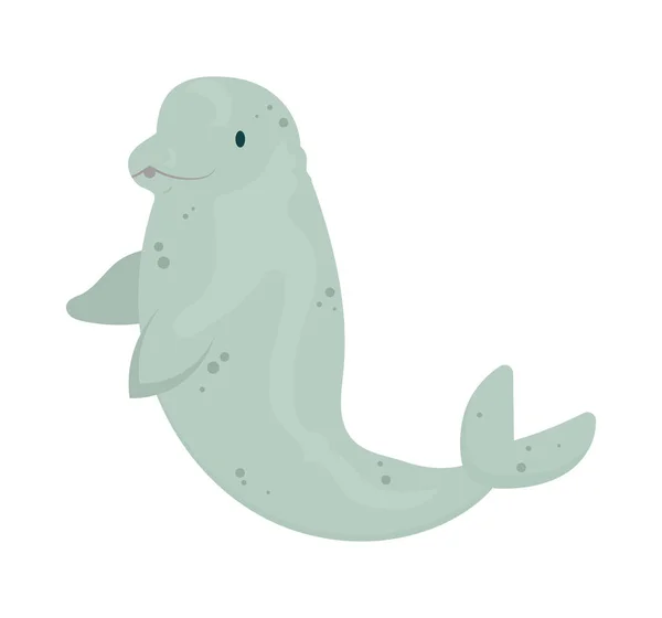 Cartoon Beluga Whale White Background — Stock Vector
