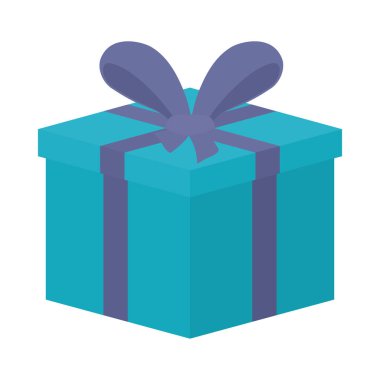 Beyaz arkaplanda mavi hediye kutusu