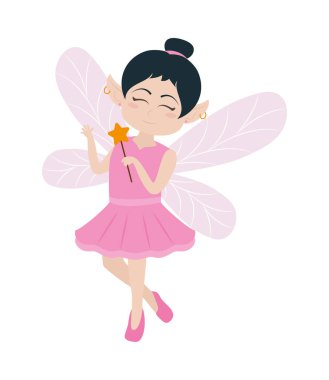 Beyaz arkaplanda sevimli küçük peri simgesi