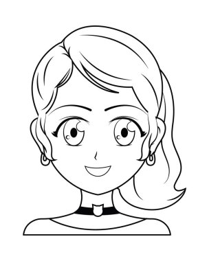 Beyaz arka planda güzel bir anime kızı