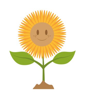 Beyaz arkaplanda sevimli ayçiçeği simgesi