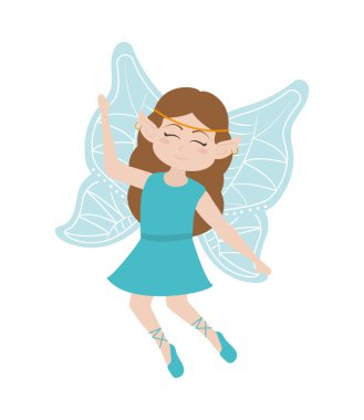 Beyaz arkaplanda mavi sevimli peri simgesi