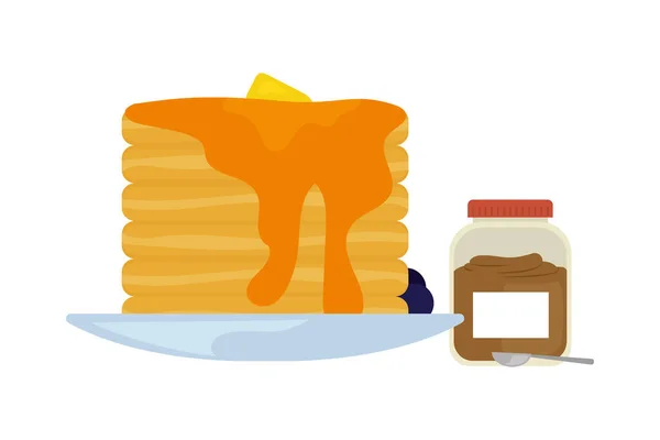 白底热煎饼和可可脂 — 图库矢量图片