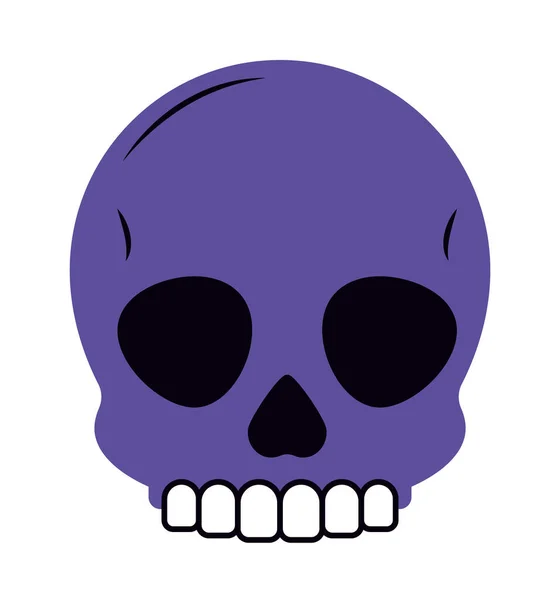 Pictograma Craniului Violet Fundal Alb — Vector de stoc