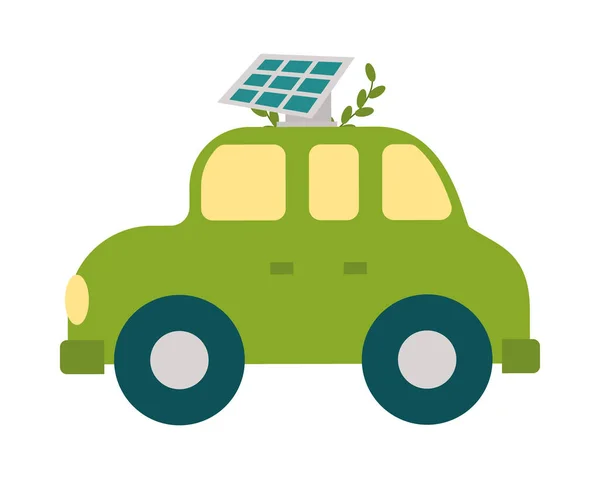 Eco Auto Met Zonnepaneel — Stockvector
