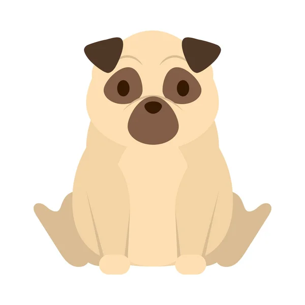 Aranyos Pug Kutya Fehér Háttér — Stock Vector