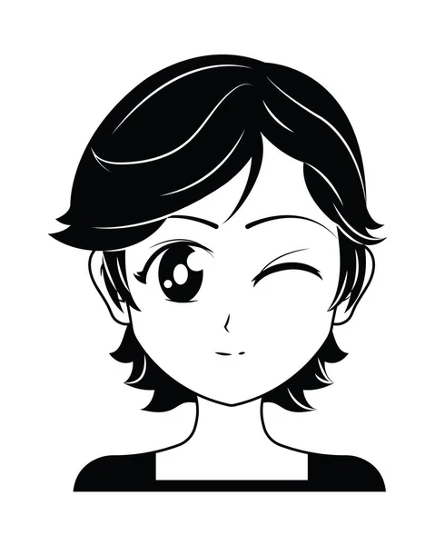 Beyaz Arka Planda Göz Kırpan Anime Kızı — Stok Vektör