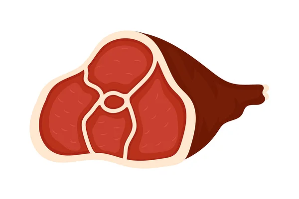Icona Prosciutto Carne Sfondo Bianco — Vettoriale Stock