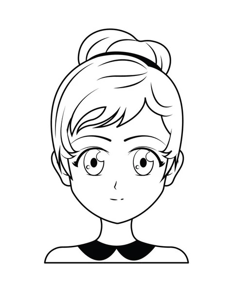 Gadis Anime Menggambar Pada Latar Belakang Putih - Stok Vektor