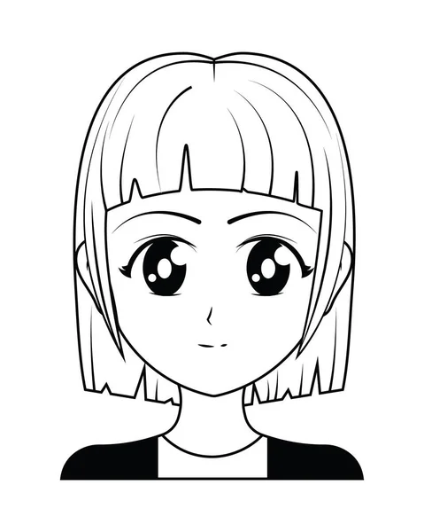 Anime Chica Con Pelo Corto — Vector de stock