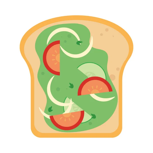 Domates Soğanlı Avokado Tostu — Stok Vektör