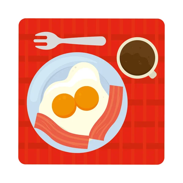 Continental Breakfast Icon White Background — Stock Vector