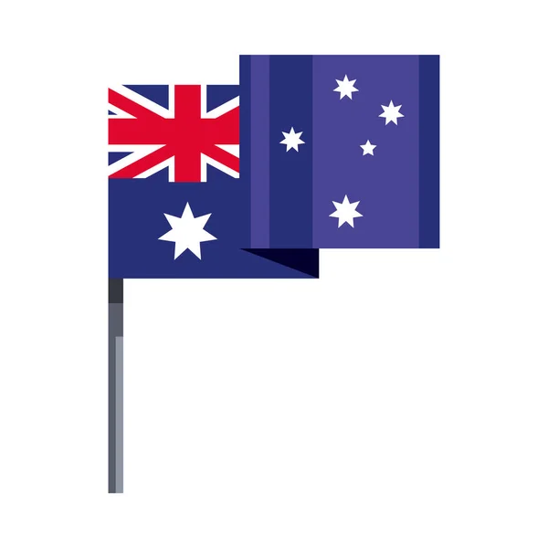 Lapos Ausztrál Zászló Fehér Felett — Stock Vector